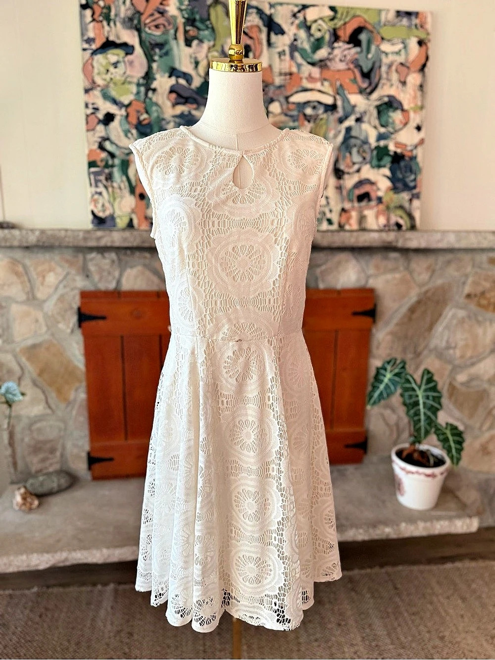 London Style Collection Floral Lace Mini Dress Size 6 Small